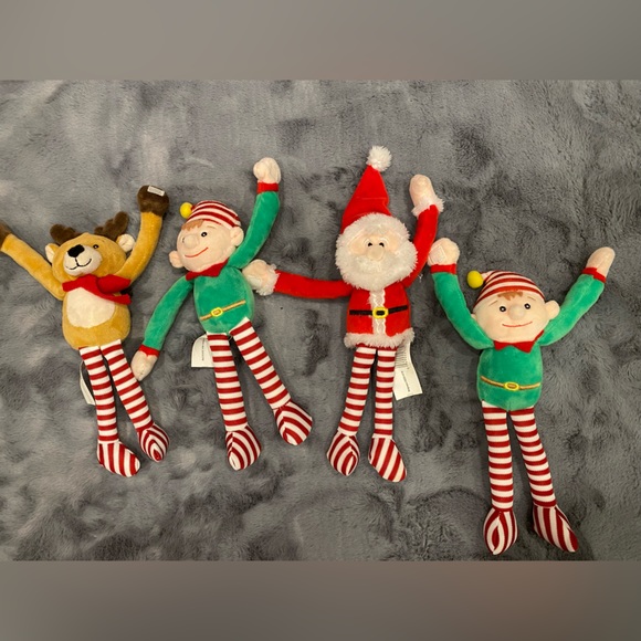 Vintage Reindeer and Elf and Santa small plushies - Picture 2 of 3
